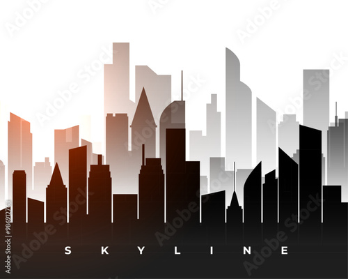 urban skyline cityscape building with sunlight effect