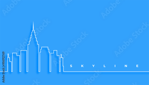 high rise skyline skyscraper building in line style