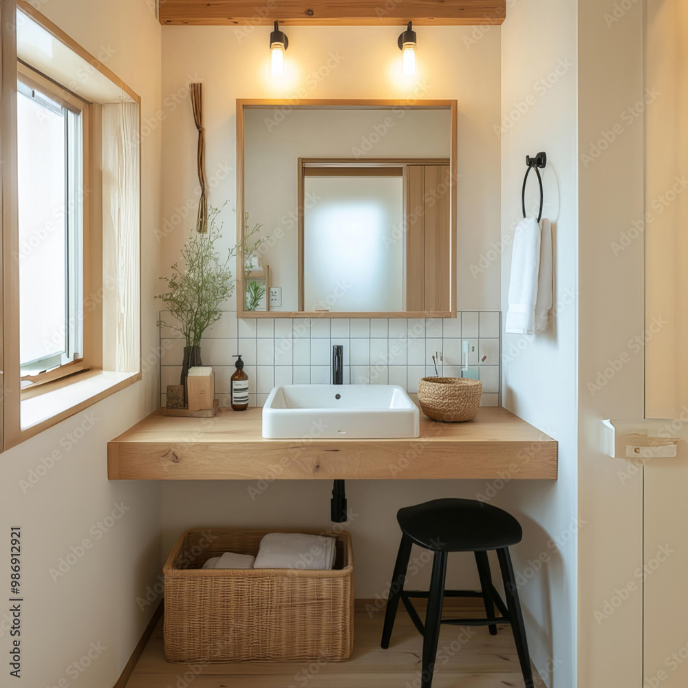 Fototapeta premium Minimalist Bathroom with Natural Elements