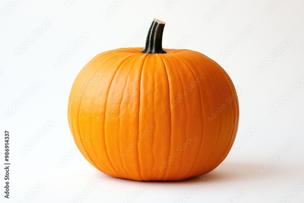 A Single Orange Pumpkin Isolated on a White Background A Single Orange Pumpkin Isolated on a White Background
