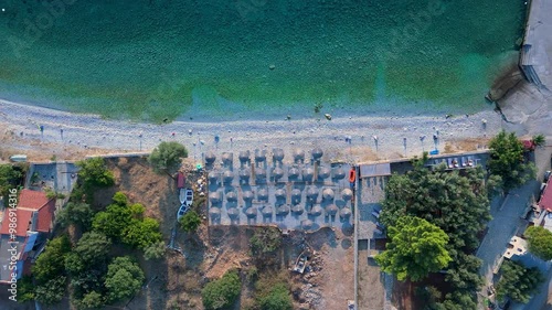 greece peloponnese region kokkala town seaside and architecture stone houses beaches and church aerial view photo