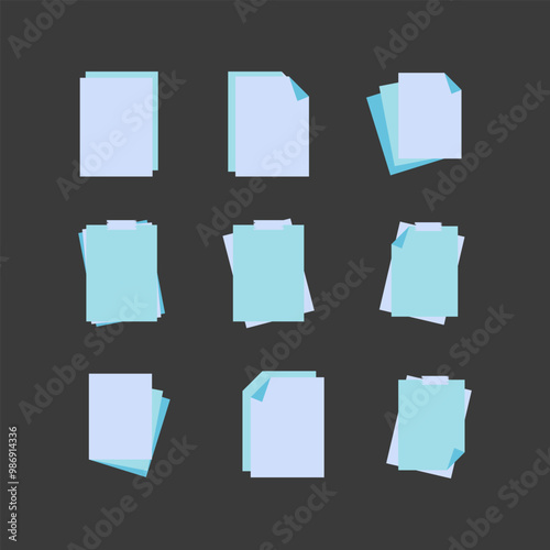 Wallpaper Mural Blank paper icon flat style. collection of isolated cartoon illustrations Torontodigital.ca