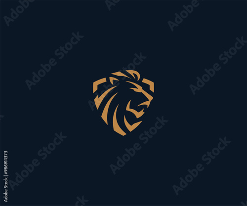 Obraz na płótnie Lion Shield with Angular Shape Logo – Bold and Regal Emblem for Security, Sports, and Luxury Branding w salonie