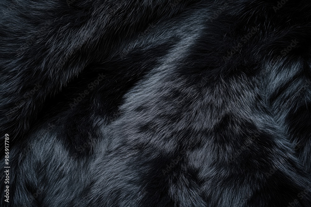 Close-up Texture of Black Fur with a Smooth, Silky Appearance