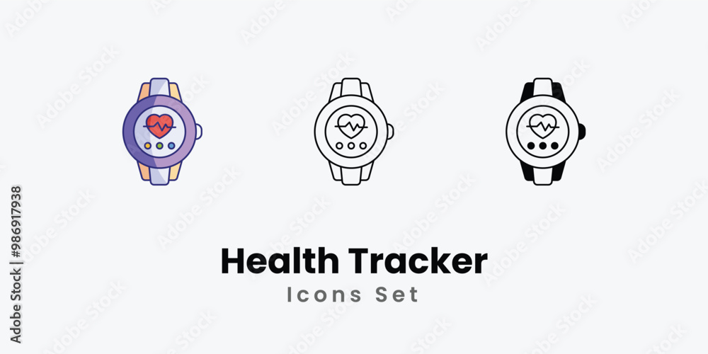 Health Tracker Icons thin line and glyph vector icon stock illustration Health Tracker Icons thin line and glyph vector icon stock illustration