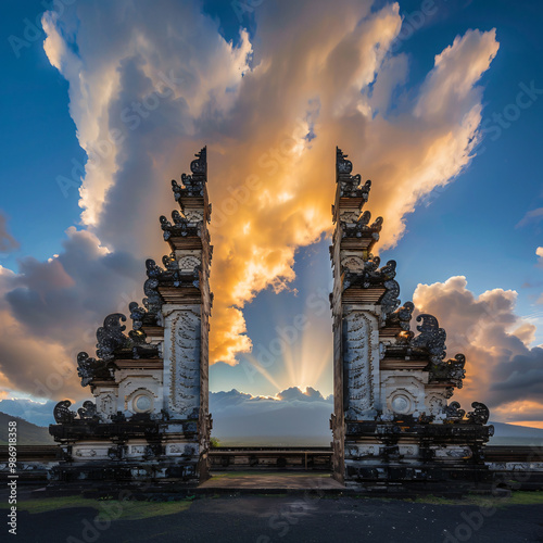 Temple gates at lempuyang luhur temple in bali indonesia photo