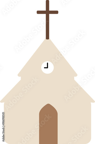 Cross Church Vector Illustration