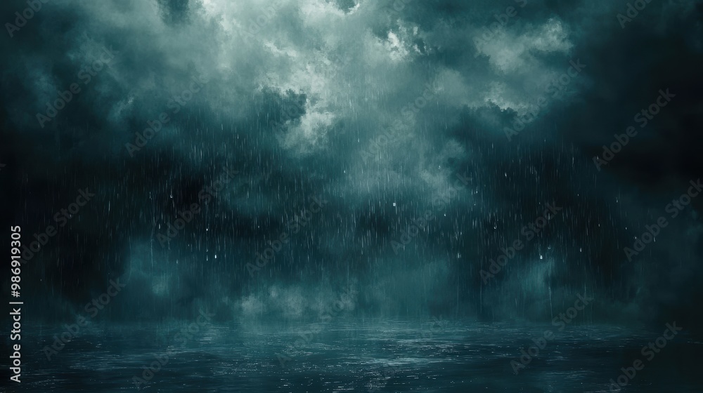 Dramatic Rainstorm: Moody Sky with Dark Clouds and Pouring Rain Dramatic Rainstorm: Moody Sky with Dark Clouds and Pouring Rain