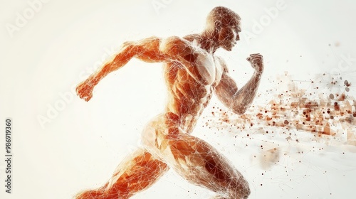 Athlete body Activity Concept Scientific Visualization of Neural Connections affecting muscle performance