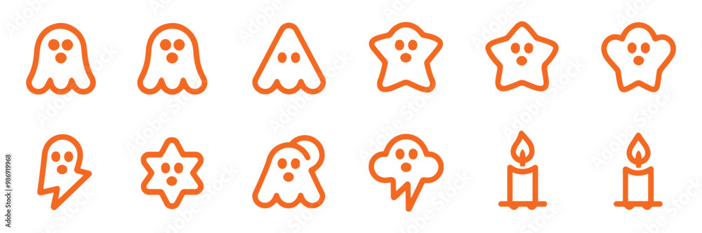 Minimal Ghost Icons Pictorial – Simple and Modern Halloween Symbols for Branding & Digital Use