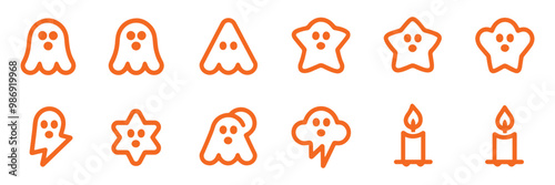 Obraz na płótnie Minimal Ghost Icons Pictorial – Simple and Modern Halloween Symbols for Branding & Digital Use w salonie