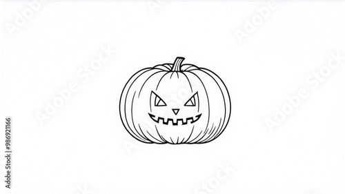 monochrome drawing engraving for Halloween pumpkin, outline drawing of pumpkin