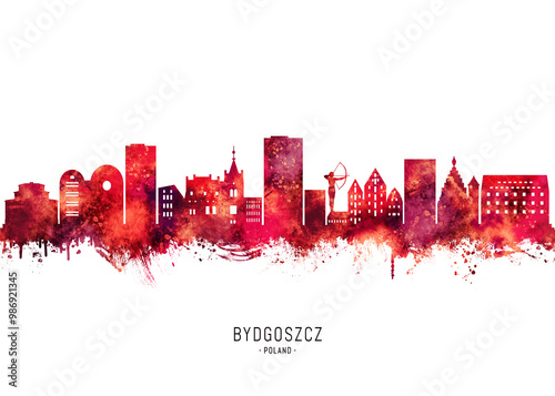 Bydgoszcz Poland Skyline Red