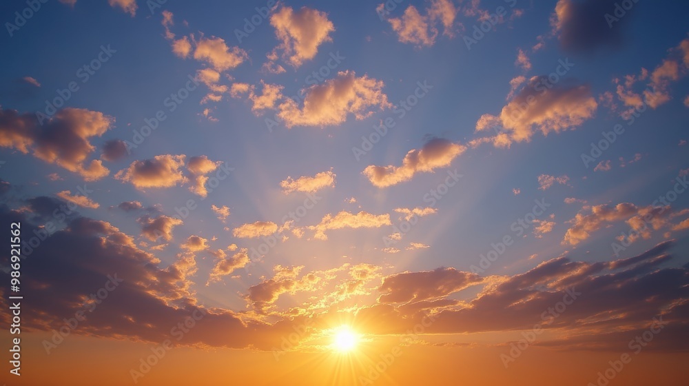 Fototapeta premium Dawn of Tranquility â€“ A Serene Sunrise Sky Spreading Soft Light
