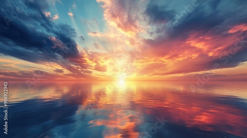 Tranquil Sunset Reflection - Embracing Nature's Duality