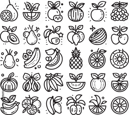 fruits and berries vector set