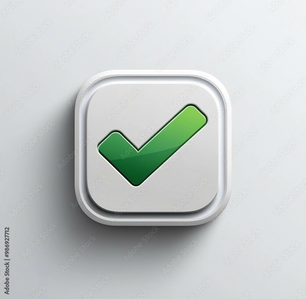 3d Green check mark button on white background 3d Green check mark button on white background