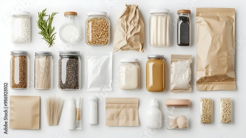 Innovative eco-friendly packaging materials developed alongside natural food ingredients in a laboratory setting