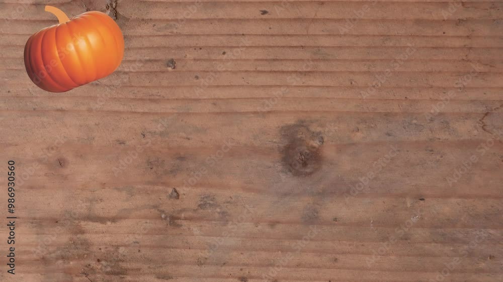 Motion graphics with autumn elements design on the wood texture screen Motion graphics with autumn elements design on the wood texture screen
