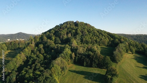 castle Zámecký vrch above the town of Česká kamenice. photo