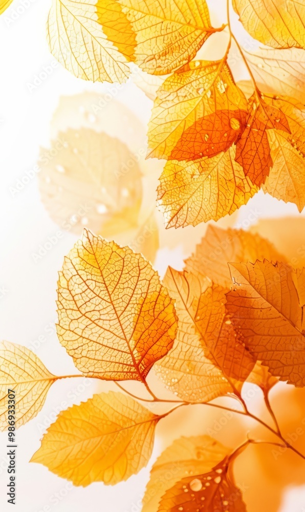 Obraz premium Autumn leaves frame on light background, seasonal illustration with copyspace for your text