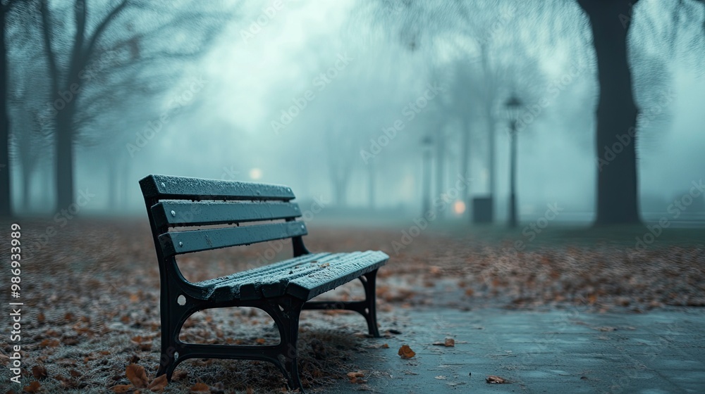 A park bench with a layer of dust and the surrounding area covered in a greyish haze, illustrating the impact of PM2.5 pollution on outdoor furniture. A park bench with a layer of dust and the surrounding area covered in a greyish haze, illustrating the impact of PM2.5 pollution on outdoor furniture.