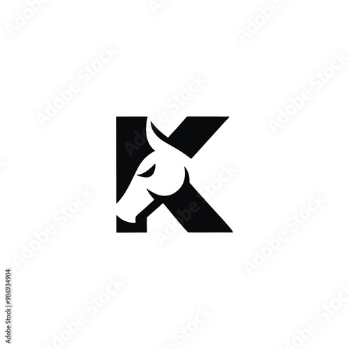 Horse letter k Logo design
