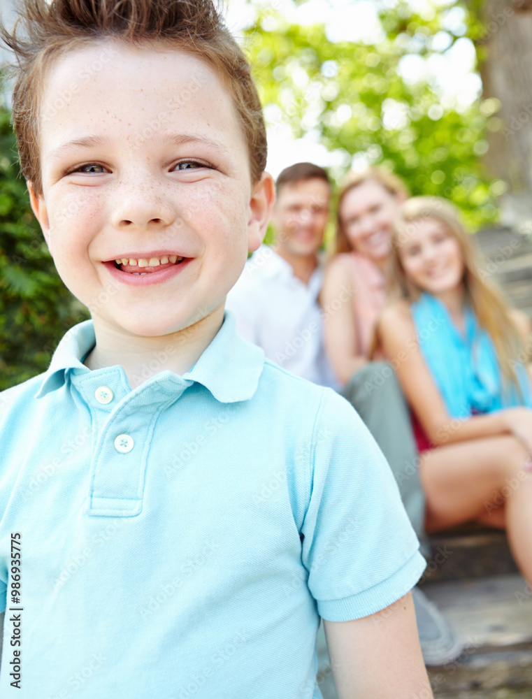 Portrait, outdoor and family with boy, kids and bonding together with happiness, nature and love. Face, parents and children in park, cheerful and vacation with journey, sunshine and weekend break Portrait, outdoor and family with boy, kids and bonding together with happiness, nature and love. Face, parents and children in park, cheerful and vacation with journey, sunshine and weekend break