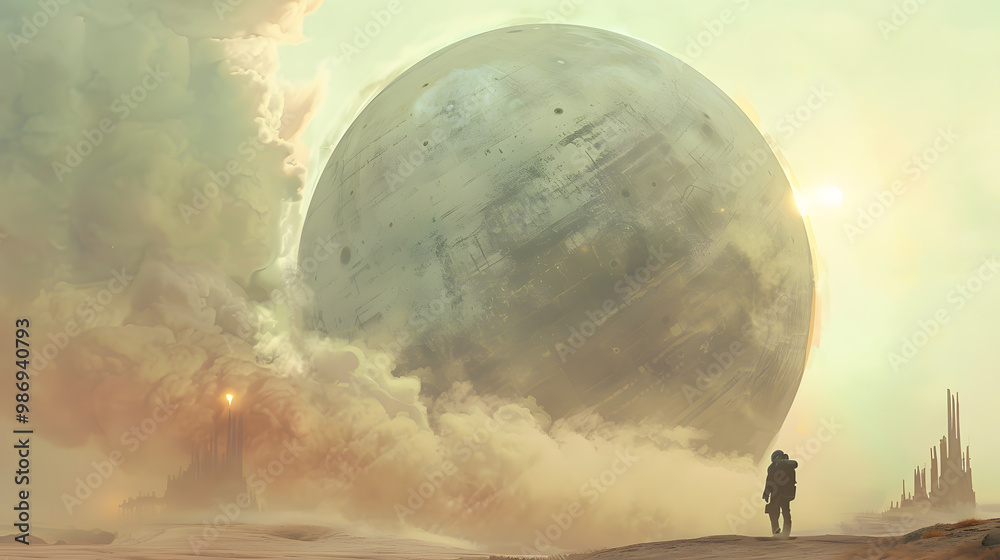 An astronaut in a spacesuit on the surface of an uncharted planet. AI Generated An astronaut in a spacesuit on the surface of an uncharted planet. AI Generated
