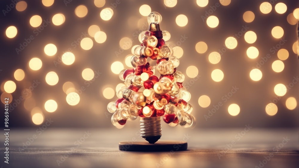 Fototapeta premium Designer Christmas tree made from light bulbs