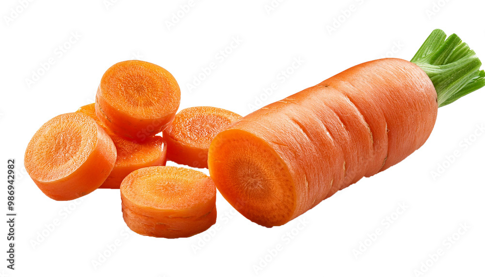vegetable carrot, sliced and half isolated on a white background vegetable carrot, sliced and half isolated on a white background