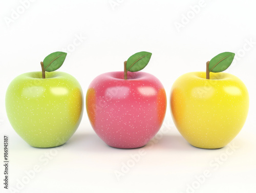 Colorful Apples Trio Green Red and Yellow Fruits