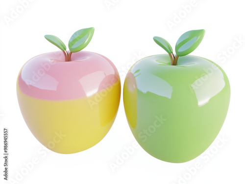Colorful Apples Trio Green Red and Yellow Fruits