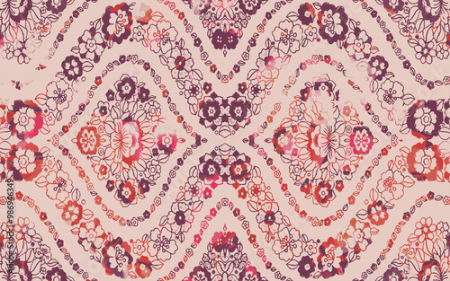 Modern Boho trending style Carpet design illustration with distressed and grunge texture in high resolution 