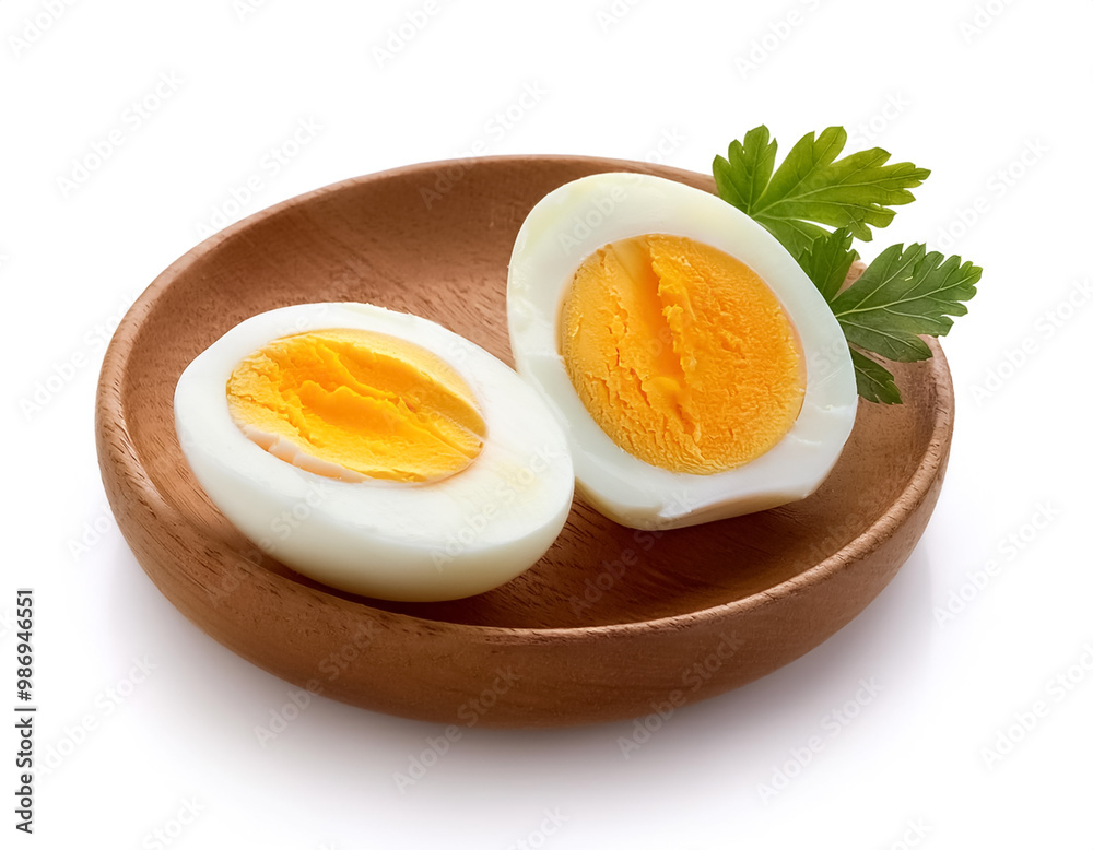 Piece boiled eggs isolated on white background Piece boiled eggs isolated on white background