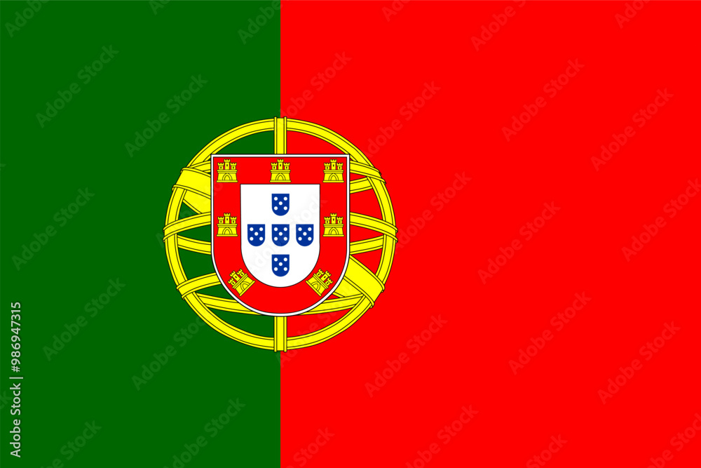 National flag of Portugal. Accurate dimensions and official colors. Symbol of patriotism and freedom. Vector illustration National flag of Portugal. Accurate dimensions and official colors. Symbol of patriotism and freedom. Vector illustration
