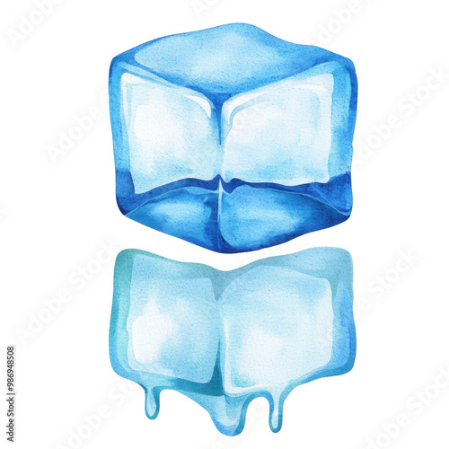 Ice Cubes on Transparent Background