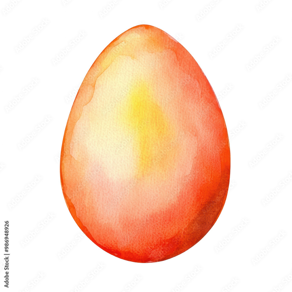 Obraz premium Vibrant Orange Watercolor Egg Design