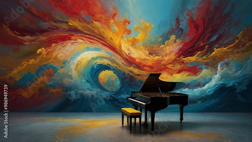 abstract music background with piano and musical instruments