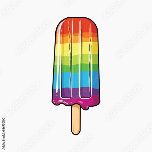 Colorful rainbow popsicle illustration