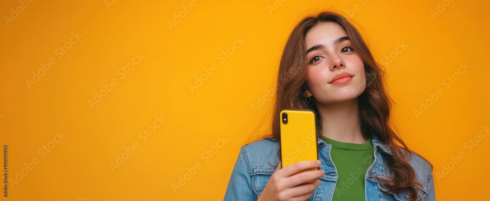 The Woman with Smartphone Yellow The Woman with Smartphone Yellow