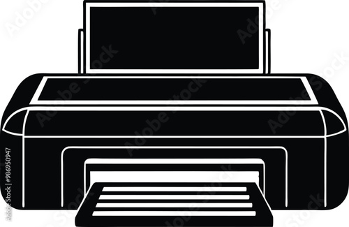 Printer silhouette vector, printer icon