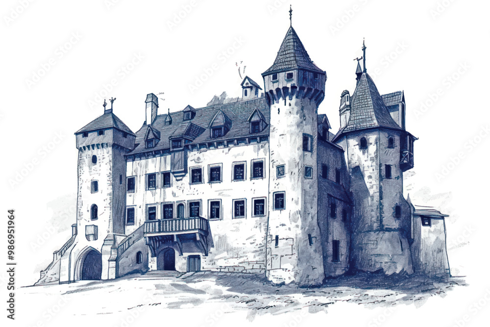 Historic medieval castle illustration Historic medieval castle illustration