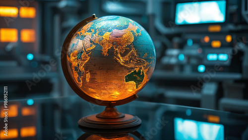 Striking Illuminated Globe with Vivid Colors