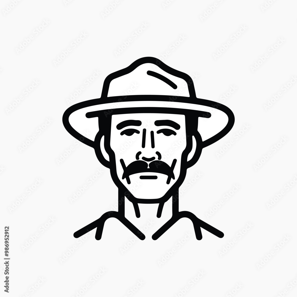 Minimalist man with hat illustration Minimalist man with hat illustration