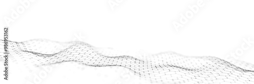 Technology hexagon dynamic wave on white background. Futuristic honeycomb concept. Digital technology webflow. Big data visualization. 3D rendering.