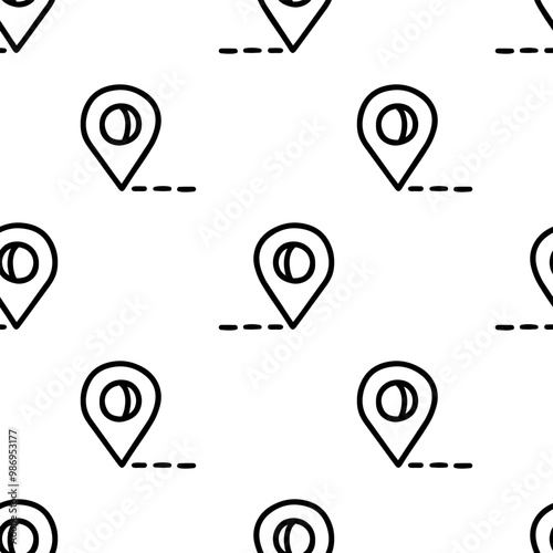 Cartoon Pinpoint Location Symbol seamless patterns, Vector.