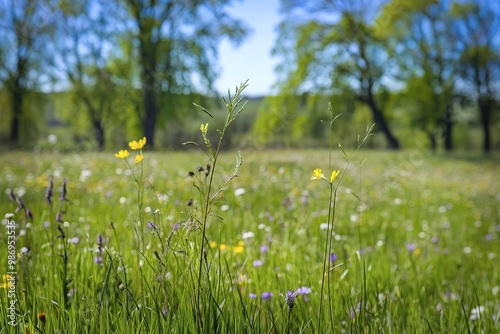 A vibrant and lush green grassy field