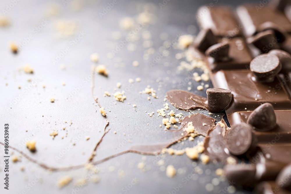 Fototapeta premium Close-up dark chocolate on a dark background