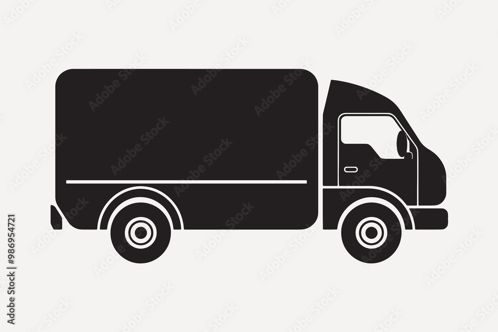 Black delivery truck silhouette icon Black delivery truck silhouette icon